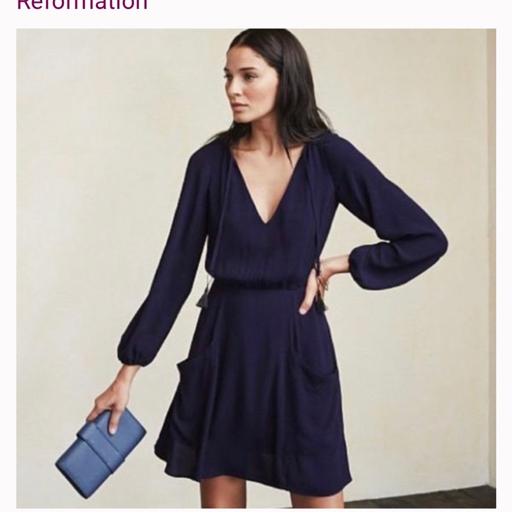 Reformation Misha Dress Navy Dress, sz 8